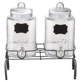 Drink Dispenser 1.5 Gal Beverage Dispenser for Parties Glass with Stand 2PCS