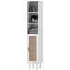 HOMCOM Tall Bathroom Cabinet with Rattan Doors, Freestanding Bathroom Storage Cabinet with Adjustable Shelves, White