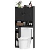 HOMCOM Farmhouse Over the Toilet Cabinet with Barn Doors, Over the Toilet Storage Cabinet with Adjustable Shelf, Black