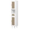 HOMCOM 67" Tall Bathroom Storage Cabinet, Freestanding Narrow Cabinet w/ Rattan Doors & Adjustable Shelves, White