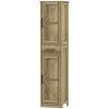 HOMCOM Farmhouse Linen Closet with Drawer, 67" Tall Bathroom Storage Cabinet with Barn Doors and Adjustable Shelves, Gray