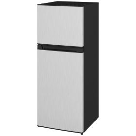 HOMCOM Small Fridge with Freezer, 4 Cu Ft Refrigerator with Reversible Doors, Silver