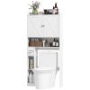 HOMCOM Farmhouse Over the Toilet Cabinet with Barn Doors, Over the Toilet Storage Cabinet with Adjustable Shelf, White