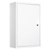 Kleankin Medicine Cabinet Steel Wall Mount 24x16 3-Tier Storage Lockable White