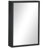 Kleankin Compact Wall Cabinet: Black Single Door Medicine Cabinet with Mirror & Shelves
