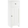 kleankin Small Bathroom Floor Storage Cabinet Free Standing Cupboard Organizer with 1 Drawer and Adjustable Shelf for Living Room, White