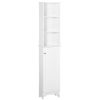 HOMCOM Tall Linen Cabinet Bathroom Floor Storage 3-Tier Shelf Cupboard White