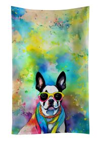 Boston Terrier Hippie Dawg Kitchen Towel Dish Cloths Guest Hand Towel Decorative Bathroom Towel for Face,Tea, Dishcloth, Kitchen and Bath