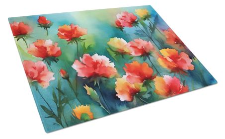 NEW Ohio Scarlet Carnations in Watercolor Glass Cutting Board Decorative Tempered Glass Kitchen Cutting and Serving Board Large Size Chopping Boa