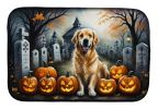 Golden Retriever Spooky Halloween Dish Drying Mat Absorbent Dish Drying Mat Pad for Kitchen Counter Dish Drainer Mat for Countertop, 14 x 21"