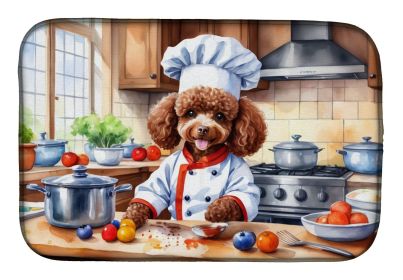 Chocolate Poodle The Chef Dish Drying Mat Absorbent Dish Drying Mat Pad for Kitchen Counter Dish Drainer Mat for Countertop, 14 x 21", Multicolor