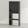 HOMCOM Farmhouse Over the Toilet Cabinet with Barn Doors, Over the Toilet Storage Cabinet with Adjustable Shelf, Black