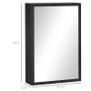 Kleankin Compact Wall Cabinet: Black Single Door Medicine Cabinet with Mirror & Shelves