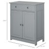 Kleankin Compact Freestanding Bathroom Linen Cabinet with 2 Drawers Metal Knob Elevated Base MDF Grey Storage Solution