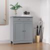 Kleankin Compact Freestanding Bathroom Linen Cabinet with 2 Drawers Metal Knob Elevated Base MDF Grey Storage Solution