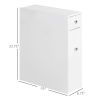 HOMCOM Small Bathroom Storage Cabinet Slim Wooden Toilet Floor Organizer with Drawers White