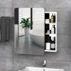 Kleankin Mirrored Wall Organizer: 18"x26" Stainless Steel Medicine Cabinet with 3-Tier Shelf & Sliding Door