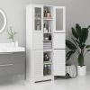 HOMCOM Freestanding Bathroom Cabinet with Glass/Louvred Doors, Tall Bathroom Storage Cabinet with Adjustable Shelf, White