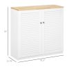 HOMCOM Storage Cabinet Kitchen Sideboard with Louvered Doors, Freestanding Floor Cabinet for Living Room, Hallway, White