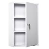 Kleankin Medicine Cabinet Steel Wall Mount 24x16 3-Tier Storage Lockable White