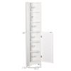 HOMCOM Tall Linen Cabinet Bathroom Floor Storage 3-Tier Shelf Cupboard White