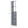 HOMCOM 54" Tall Bathroom Linen Tower, Freestanding Storage Cabinet with 2-Tier Shelf & Drawers, Narrow Organizer, Gray