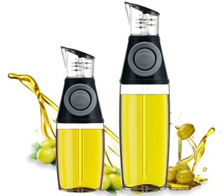 1pc Oil Dispenser Bottle; 17oz Olive Oil Dispenser Oil Sprayer; Clear Glass Refillable Oil And Vinegar Dispenser Bottle With Measuring Scale Pump (Capacity: 500ML)