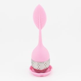 1pc Tea Infuser Silicone Handle Stainless Steel Strainer Drip Tray Included - Loose Tea Steeper - Best Tea Infuser For Loose Leaf Or Herbal Tea (Color: 1 Pack Pink)