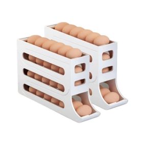2pcs Kitchen Eggs Organizer 4-layer Slide Refrigerator Eggs Rack (Type: Eggs Rack, Color: White)